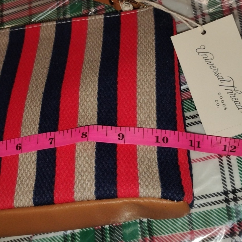 Universal Thread Striped Clutch with Red, Blue, and Tan - Picture 4 of 7
